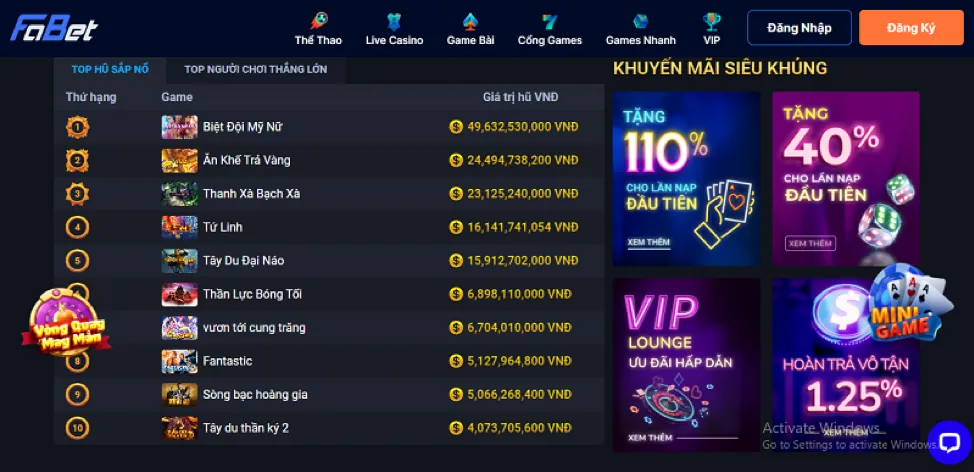 Giải đấu slot game và quà tặng